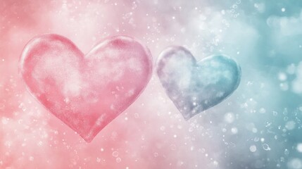 Obraz premium Pastel hearts, bokeh background, Valentine's, romantic, digital art