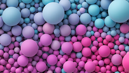 Pile of colorful smooth pastel gradient balls in various sizes. Many bright pink purple blue random soft balls. Colorful balloons wall decoration. Dynamic vibrant spheres texture. Vector background