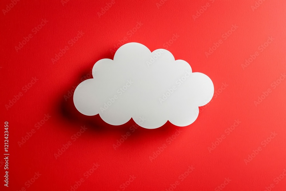 Poster speech bubble in the form of a cloud on a red background. free space for text. empty white speech bu