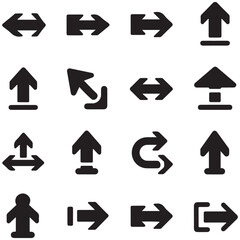 Arrows icon collection. Set different arrows. Arrow flat style isolated on white background