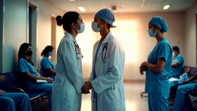 Hospital Healthcare Workers Holding Hands in Support - Medical Teamwork and Hope