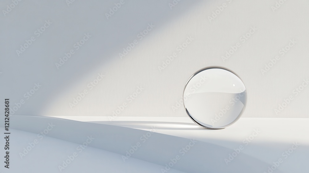 Poster dew drop balancing on invisible edge minimalist white background macro photography indoor setting cl