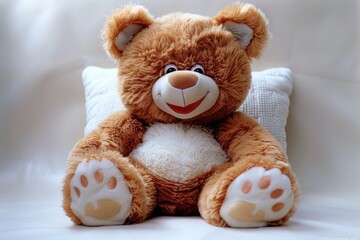 Relaxed Bear Fluffy Cartoon Character Cut Out On A White Background