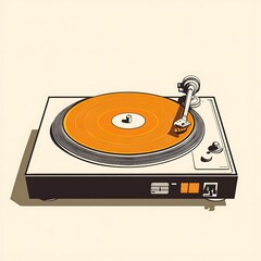 Fototapeta premium Vintage record player illustration, retro style