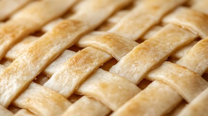 Close-up of a Perfectly Baked Crust Showing Intricate Weaving Pattern for Culinary Photography and Recipe Inspiration