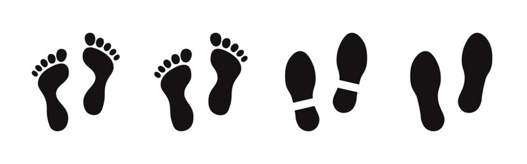 Footprint icons set. Footstep symbol. Vector illustration.