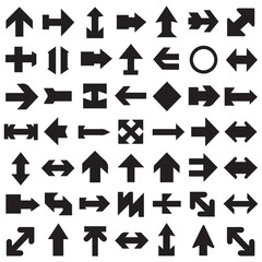 Arrows icon collection. Set different arrows. Arrow flat style isolated on white background