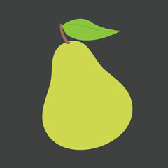 Pear Vector Icon: Flat Cartoon Style Illustration for Web Design and Print