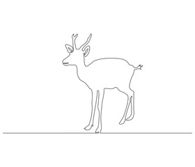 Continuous one line drawing of deer. Single line drawing illustration of deer. Merry christmas logo,symbols and design style. Concept vector art. Doodle line illustration.
