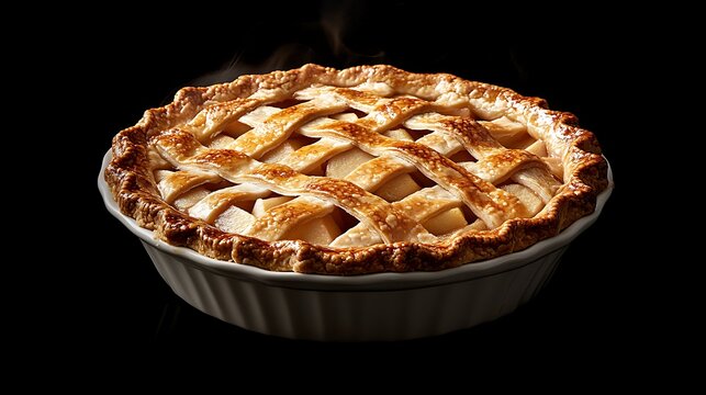 Freshly Baked Golden Brown Apple Pie with Lattice Crust, Steaming Hot and Ready to be Served, Awaiting to Delight Taste Buds - Powered by Adobe