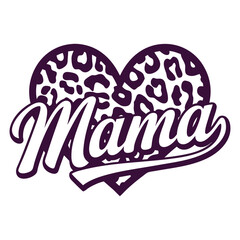 Mama Leopard Heart T Shirt Design