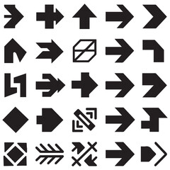 Arrows icon collection. Set different arrows. Arrow flat style isolated on white background