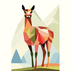 Obraz premium Abstract llama in mountains, artistic, vibrant, illustration, possible use for a poster or print