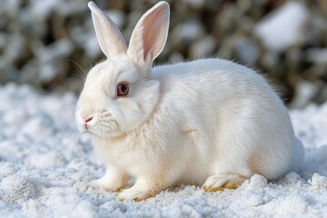 White Rabbit Fluffy Cartoon Character Cut Out On A White Background