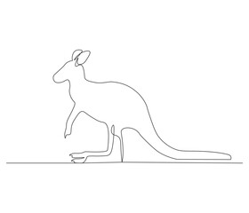 Continuous one line drawing of kangaroo. Single line drawing illustration of kangaroo for zoo icon. Australian mascot. Concept vector art. Doodle line illustration.
