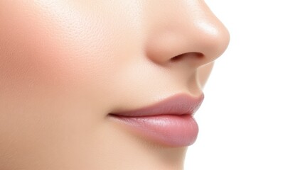 Obraz premium Vibrant pink lipstick, a closeup portrait of woman's face closeup