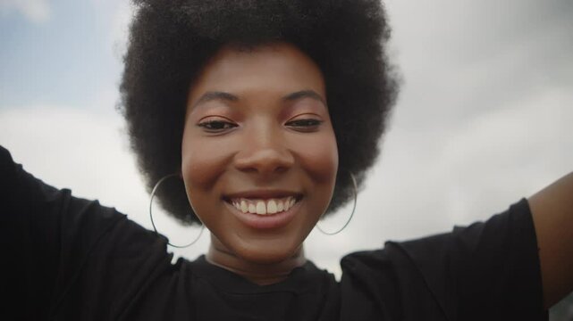 A Black Woman&rsquo;s Yoga Practice in the city Black Model Smiling Happy Relaxing