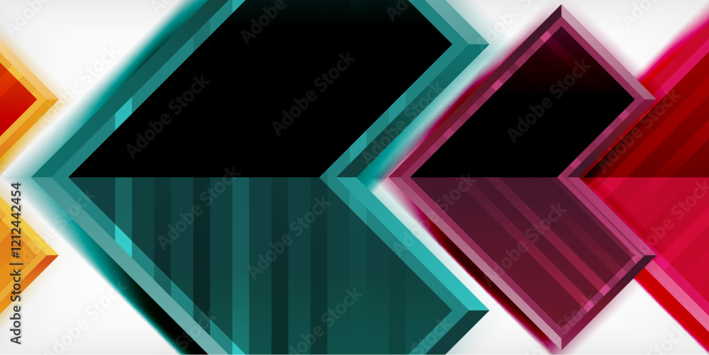 Poster Arrow symbols created with 3d effects and line texture geometric abstract background