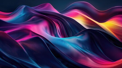 Obraz premium A vibrant, flowing abstract design featuring waves of color and light.