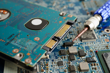 Repairing and upgrade circuit mainboard of notebook, electronic, computer hardware and technology.