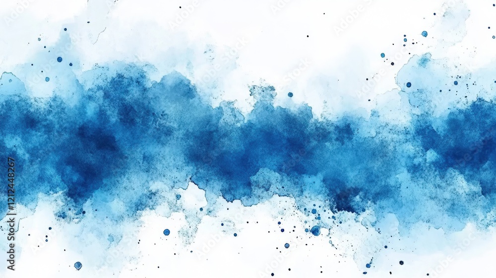 Poster vivid abstract blue watercolor background with dynamic splashes and soft gradients for creative proj