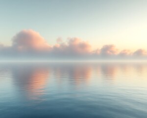 Fototapeta premium Calm pastel sunrise reflected on still water.