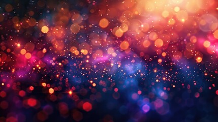 Fototapeta premium A vibrant abstract background with colorful bokeh lights and shimmering particles.