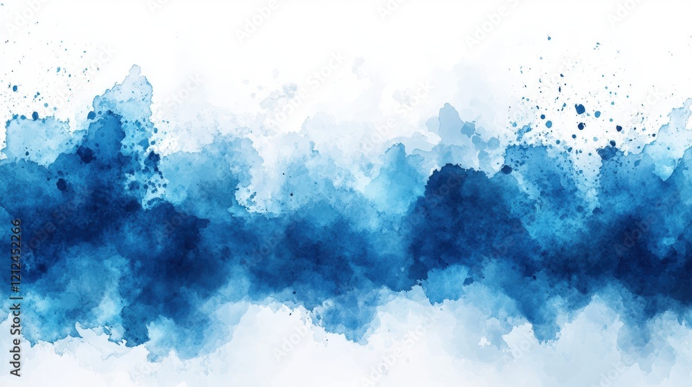 Aufkleber abstract blue watercolor background with soft white clouds and smooth blends creating a serene and c