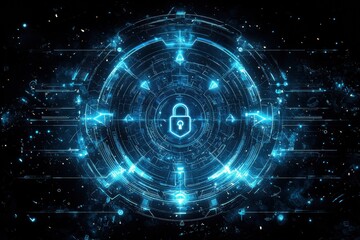 Obraz premium Digital illustration of an abstract shield with futuristic technology