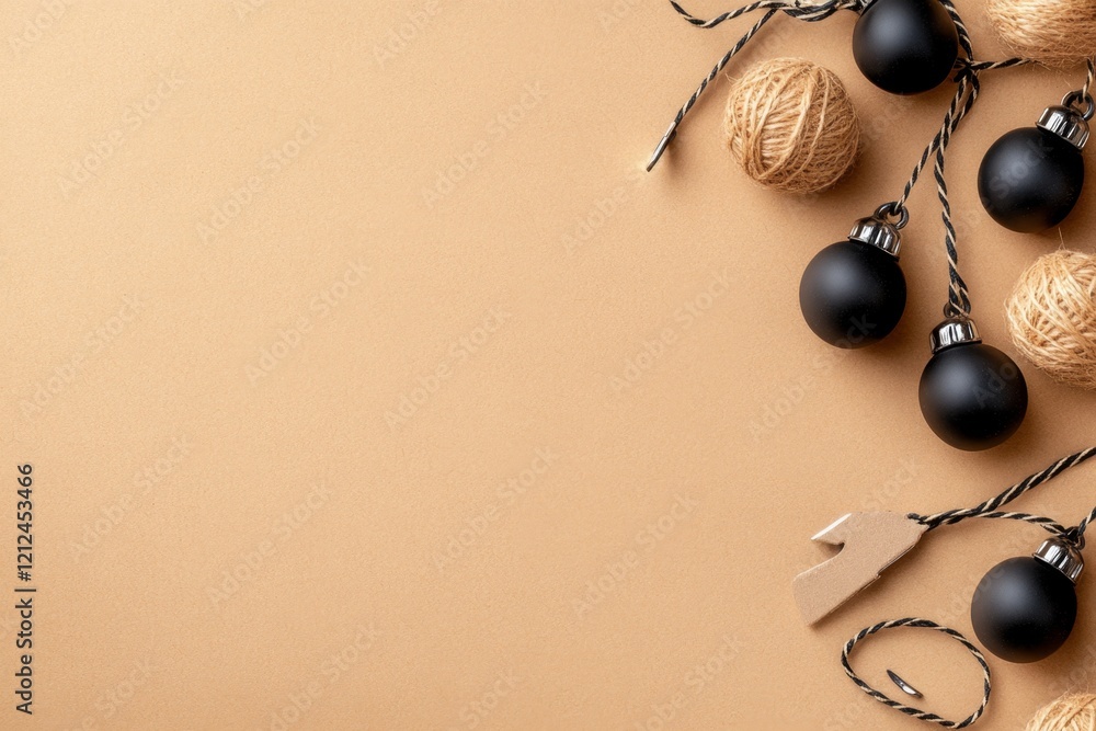 Poster a simple outline of a zipper pull tab in solid black, set on a neutral beige background for a sleek,