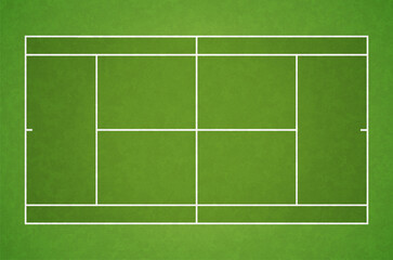 Naklejka premium Top view tennis field ground with green grass texture and frame