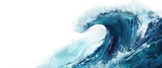 Energetic curling ocean wave with foam spray and realistic details