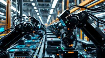 Fototapeta premium illustration of the manufacturing industry that uses artificial intelligence, modern technology, innovation, technology
