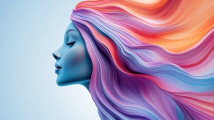 Surreal colorful portrait of a woman digital art vibrant environment artistic viewpoint modern concept