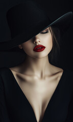 Beautiful Women Wearing  Black Hat Cap