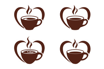 Coffee Cup Heart Logo Designs