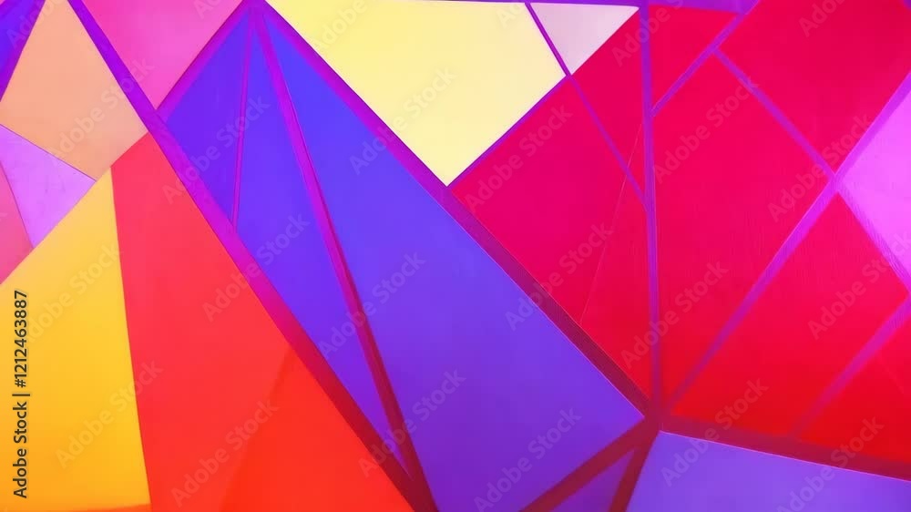 Poster vibrant geometric art displaying dynamic color transitions in modern abstract style