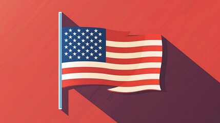 Clean linear icon of a Veterans Day flag in red, white, and blue. Simple lines, minimalistic and elegant design, high resolution.