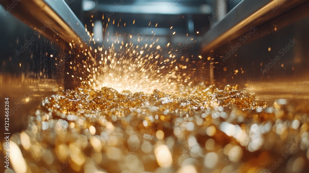 Poster a dynamic snapshot of golden liquid splashing and flowing, capturing the essence of vibrant energy a