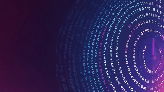 pattern of binary numbers swirling in a vortex, fading into the distance, against a gradient background. Binary Numbers 
