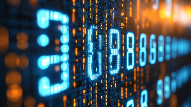 binary code pattern with a blue neon glow Binary Numbers 