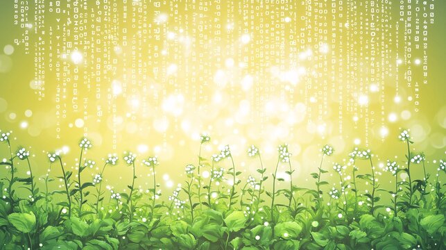 binary code raining down on a green matrix Binary Numbers 