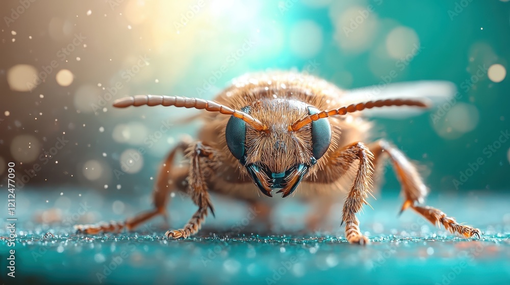 Aufkleber a detailed macro shot captures the intricate features of an insect, showcasing its vibrant colors an