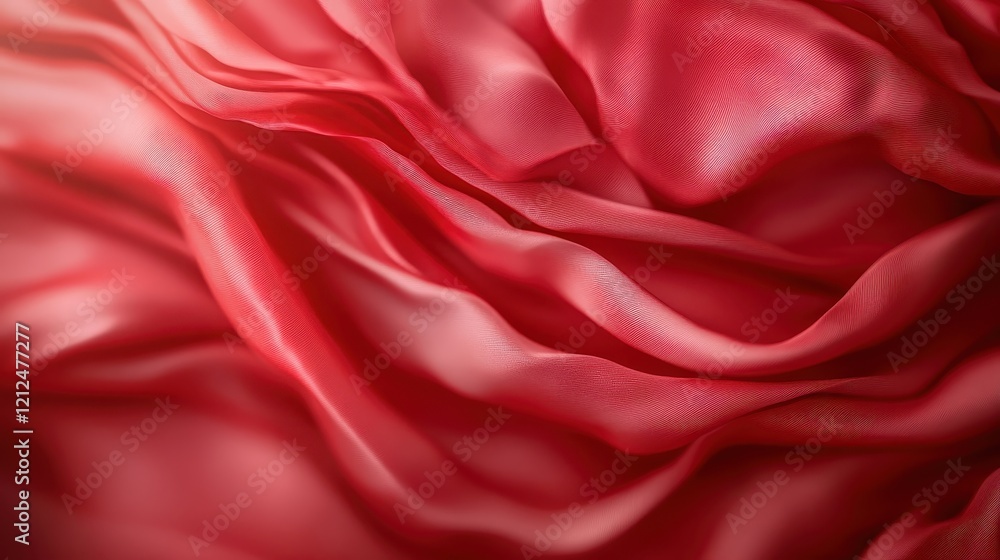 Poster an elegant portrayal of smooth red drapery that flows beautifully, emphasizing texture and light, cr