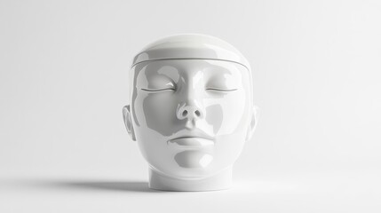 Abstract White Sculpture of Human Head Design