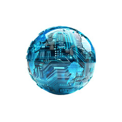 Robot artificial intelligence globe isolated on transparent background