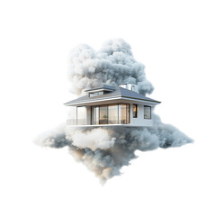 Modern house in cloud isolated on transparent background