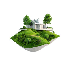 Modern house in cloud isolated on transparent background