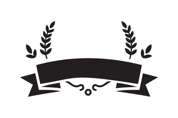 Minimalist Ribbon Banner With Leaf Silhouette Vector Illustration