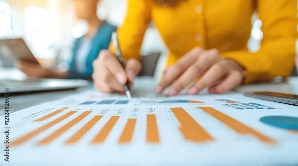 Aufkleber business analysis with charts and graphs, focusing on data trends and insights